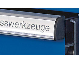Grip rails with plastic label covers. Can be easily labelled using Lista Script software, which we can supply on request at no additional cost.