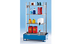 Small container hazardous goods shelving for flammable and water hazardous media