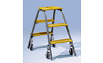 Tubular steel steps with wooden steps