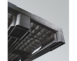 The rounded foot-in-foot design protects against damage caused by pallet trucks and fork tips
