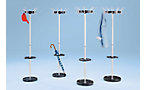 Coat rack with rotating, black hook cap