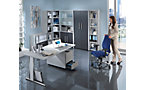Christine - Corner shelf unit with stainless steel skirting boards