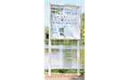 Display case, horizontally hinged door