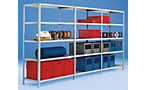 Bolt-together storage shelving, zinc plated, medium duty