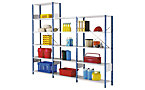 Boltless shelving unit system without side and rear walls