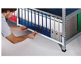 Stabilisers have to be attached to double sided shelf units before the shelves are installed - see assembly instructions. This enables access from both sides.