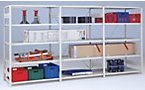 Wide span boltless shelving unit, zinc plated