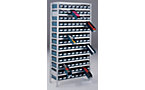 Boltless shelving unit with shelf bins