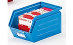 Open fronted storage bin made of sheet steel