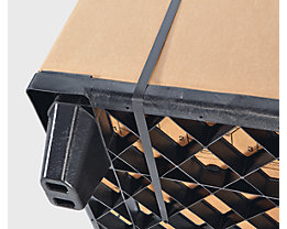 Rounded edges protect the pallet from sharp edged strapping