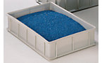 Stacking container made of polyethylene, with reinforcement ribs
