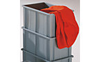 Stacking container made of polyethylene, with reinforcement ribs