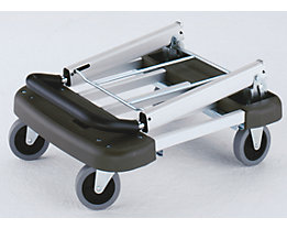 Simply fold together the push handle and platform for storage