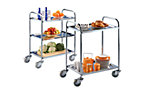 Stainless steel serving trolley, max. load 100 kg