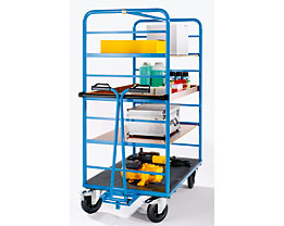 With shelves (accessory) and drawbar (at extra cost, cannot be retrofitted)