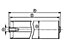 Mit Innengewinde<br/>A = Einbaulänge<br/>B = Mantellänge<br/>C = Achs-Ø<br/>D = Rollen-Ø