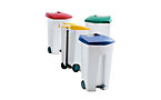 Mobile plastic waste bin with pedal