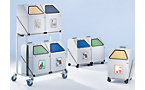Recyclable waste container made of sheet steel, mobile