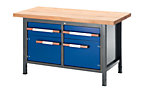 Workbench, height adjustable, with solid beech worktop