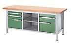 Workbench, height adjustable, with solid beech worktop
