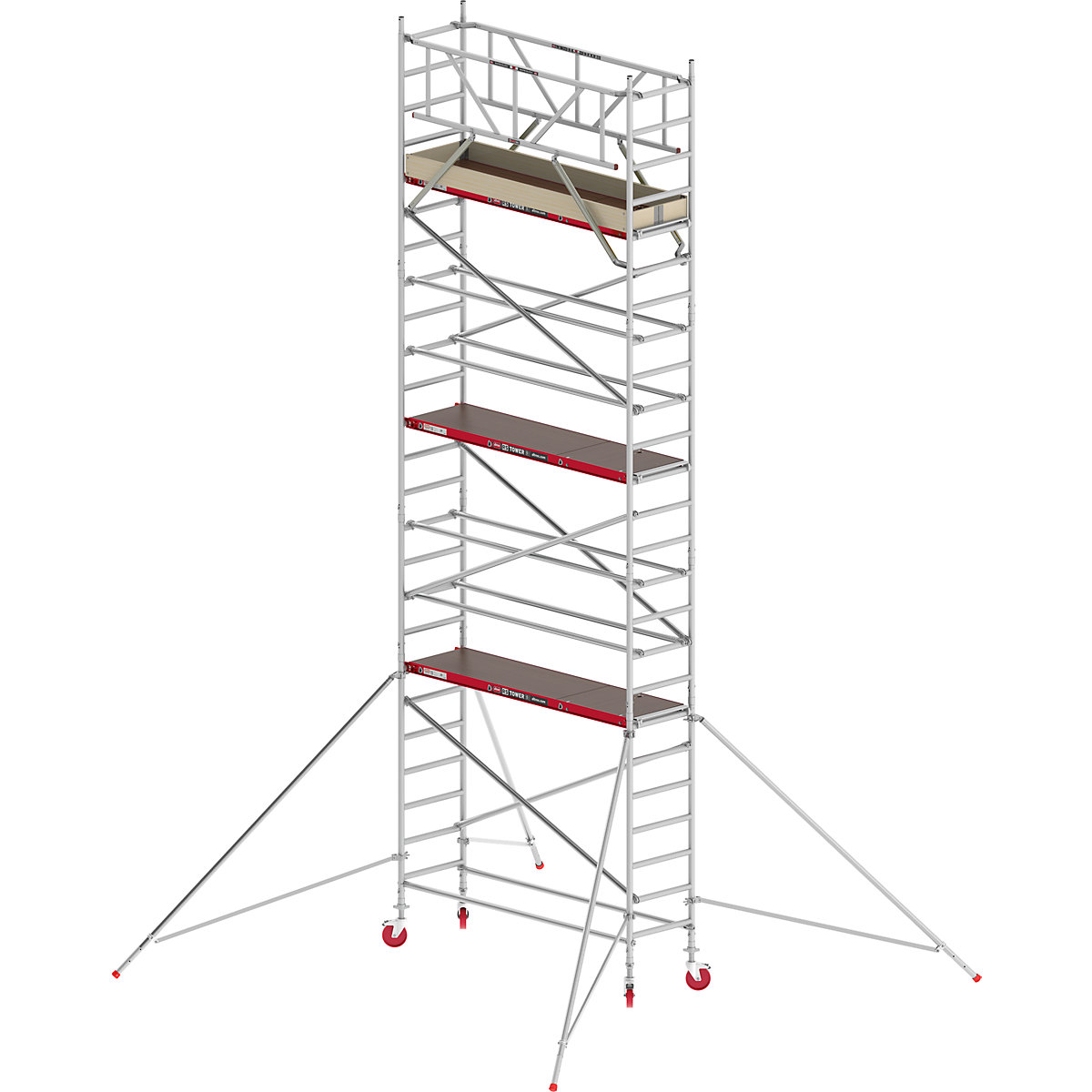 Échafaudage roulant étroit RS TOWER 41 – Altrex, plate-forme en bois, longueur 1,85 m, hauteur de travail 8,20 m-2