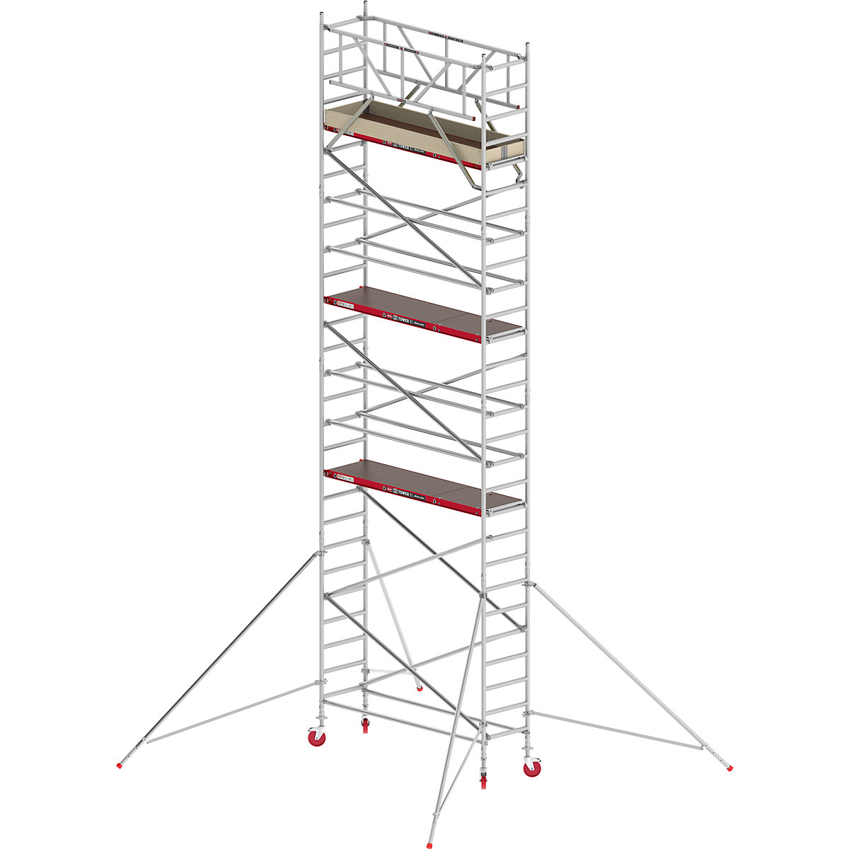 Échafaudage roulant étroit RS TOWER 41 – Altrex, plate-forme en bois, longueur 2,45 m, hauteur de travail 9,20 m-7