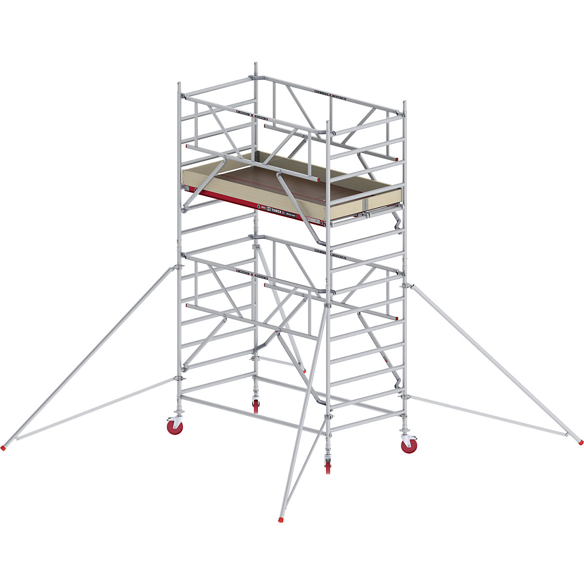 Échafaudage roulant large RS TOWER 42 avec Safe-Quick® – Altrex, plate-forme en bois, longueur 2,45 m, hauteur de travail 5,20 m-5