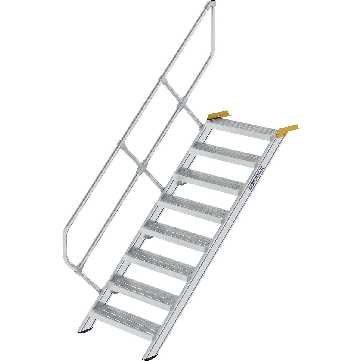 Escalier industriel – MUNK, marches en tôle d'acier perforée largeur 800 mm, 8 marches-6