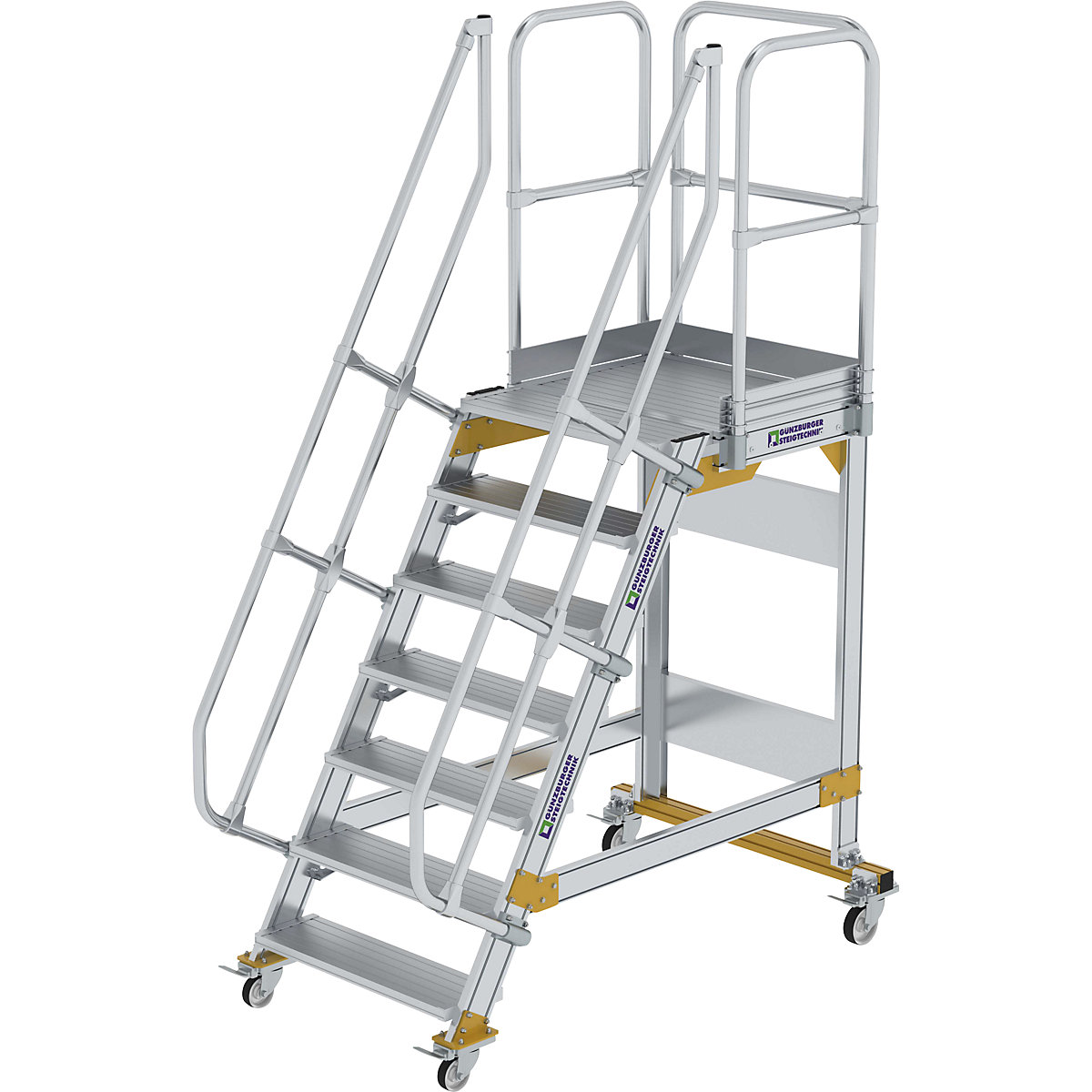Escalier de sécurité mobile – MUNK, angle d'inclinaison 60°, 7 marches-8