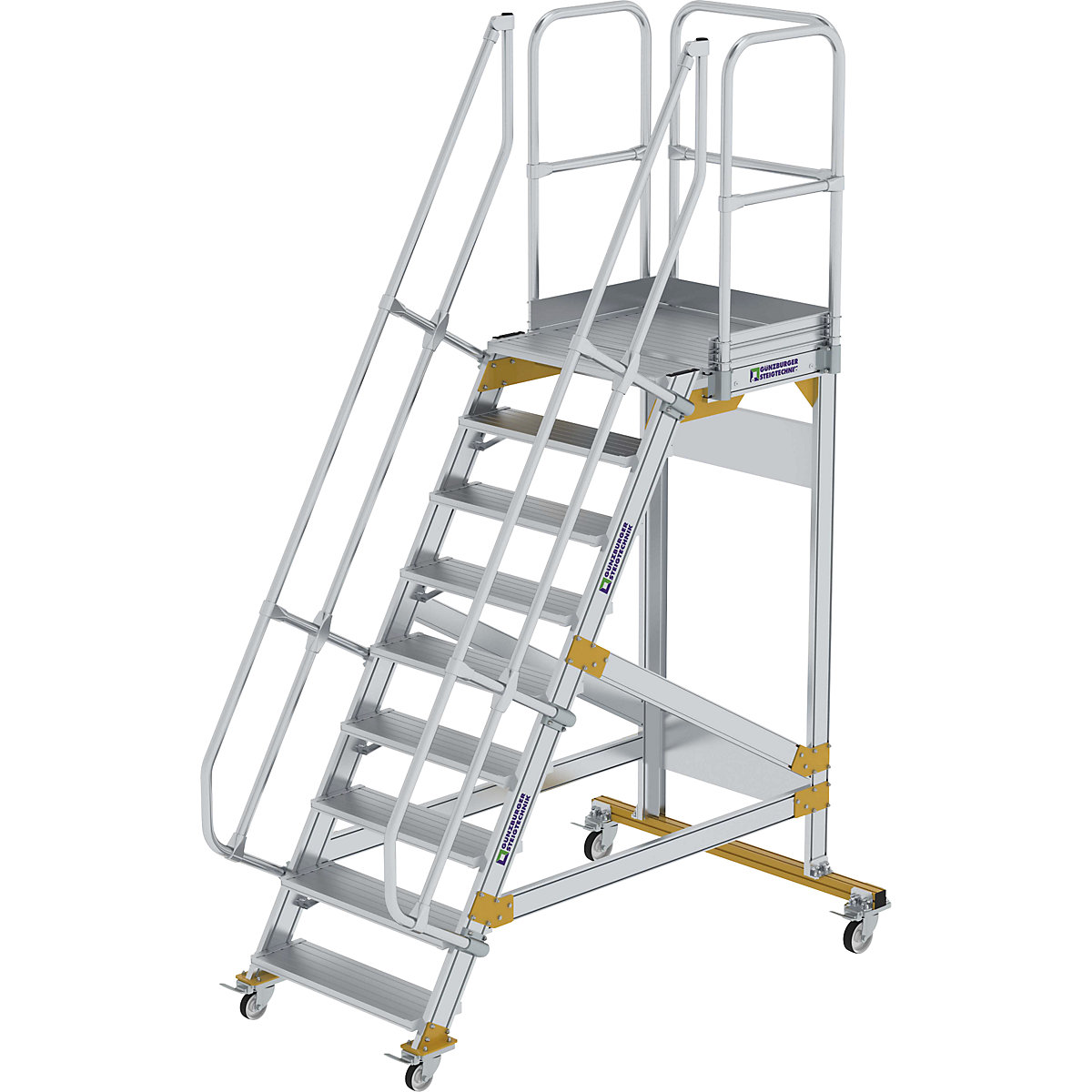 Escalier de sécurité mobile – MUNK, angle d'inclinaison 60°, 9 marches-7