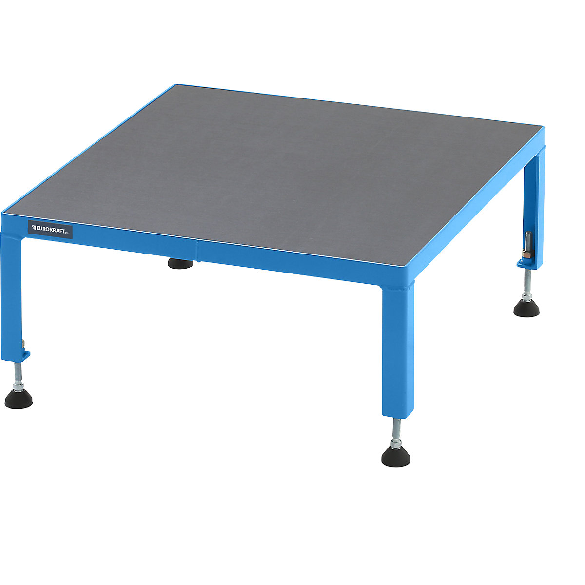 EUROKRAFTpro – Plate-forme de travail réglable en hauteur de 255 à 320 mm, avec plate-forme en multiplis antidérapant, L x l plate-forme 610 x 610 mm, bleu clair