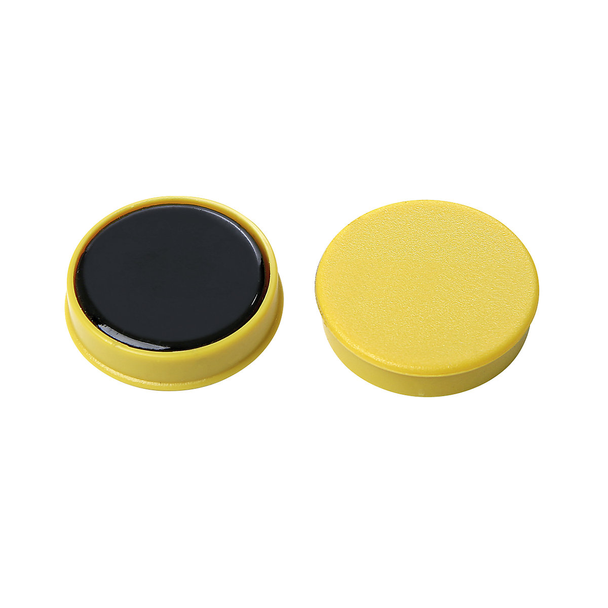 Plot magnétique rond en plastique – eurokraft basic, Ø 30 mm, lot de 36, jaune