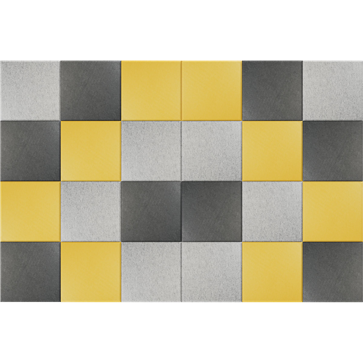 EUROKRAFTbasic – Carreau mural acoustique, h x l 300 x 300 mm, lot de 24, 8 de chaque: jaune, gris clair, gris foncé