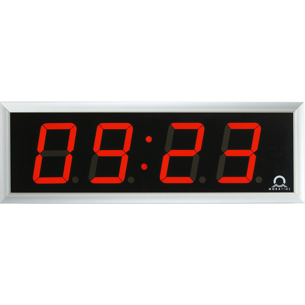 Horloge numérique à diodes LED, h x l x p 118 x 333 x 39 mm, argent, diode rouge-4