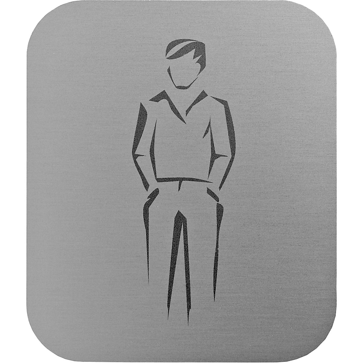 Plaque de porte pour espaces sanitaires – AIR-WOLF, à partir de 4 pièces, h x l x p 122 x 142 x 1 mm, motif messieurs-2