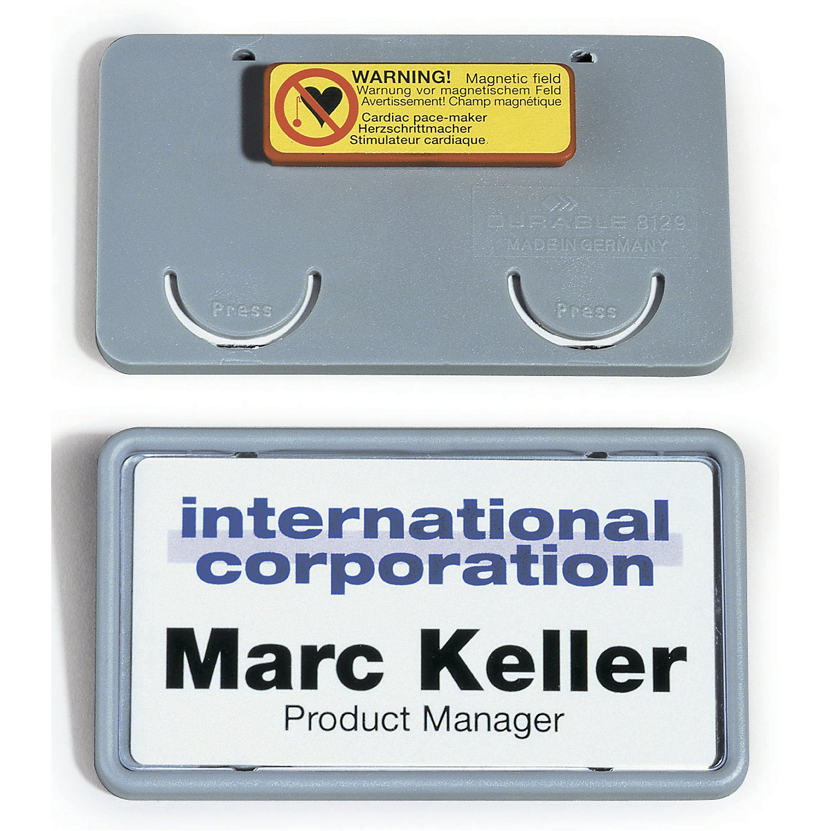 CLIP CARD badge avec aimant – DURABLE, h x l 40 x 75 mm, gris, lot de 25-4