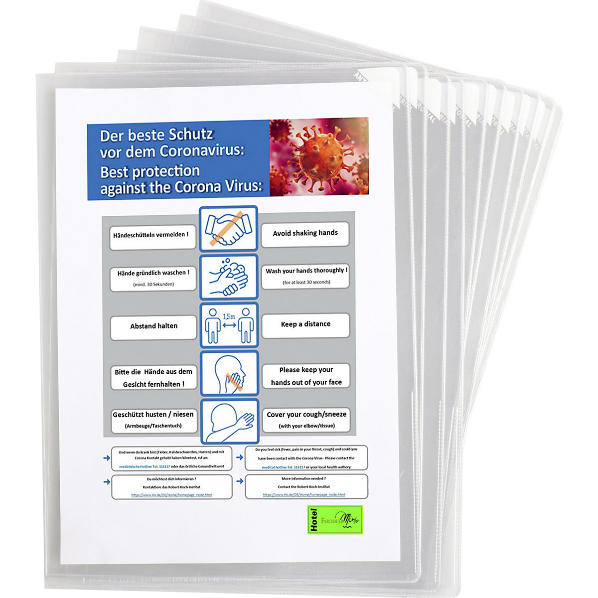 Pochette transparente adhésive antibactérienne KANG EASY CLIC – Tarifold:  pour documents format A4, lot de 5