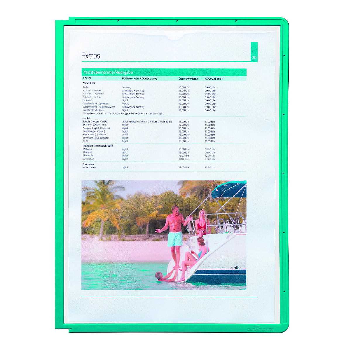 Pochette transparente avec cadre plastique – DURABLE, pour format A4, lot de 10, vert, 3 lots et +