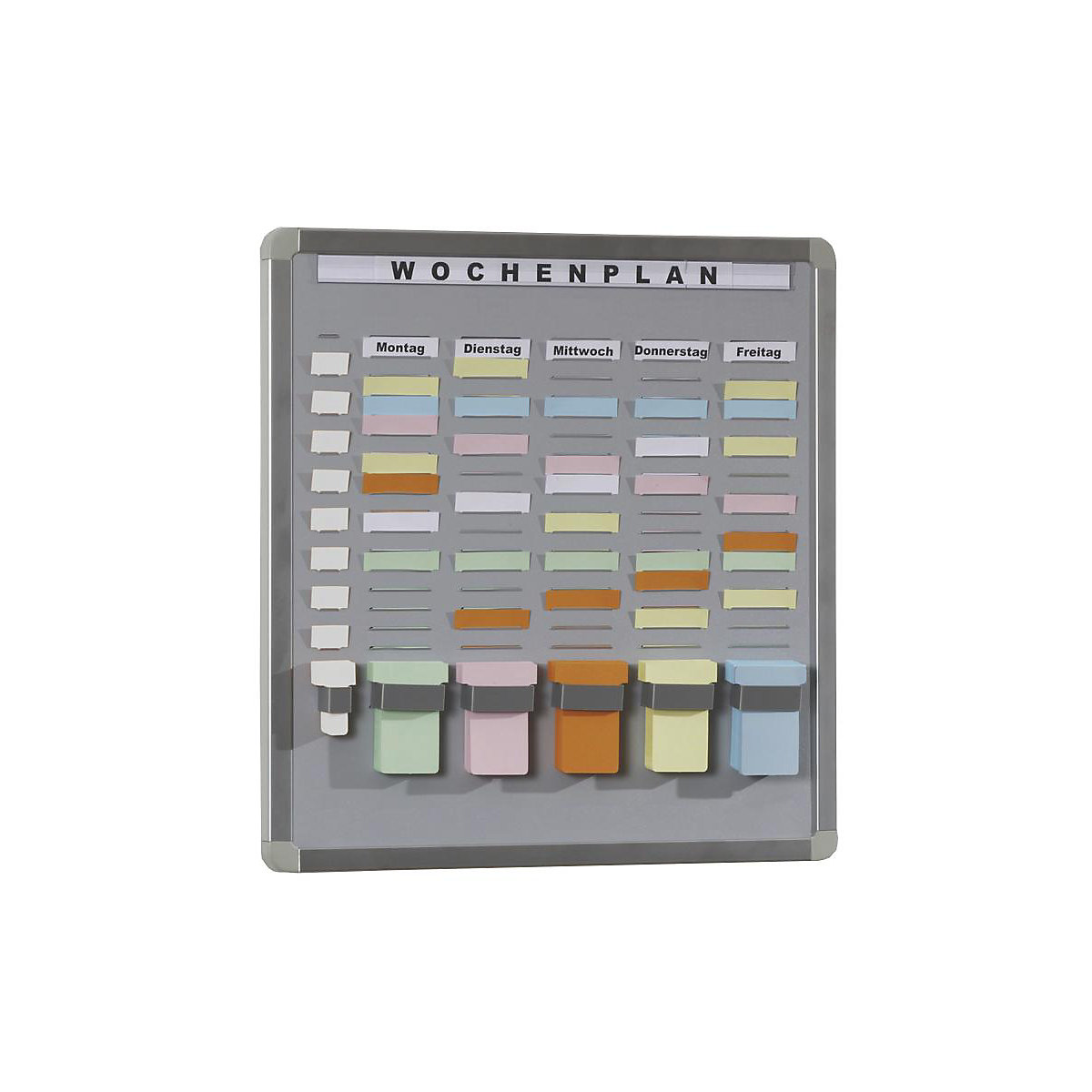 Tableau modulaire T-card – EICHNER, plaque support en mousse dure grise, l x h 468 x 458 mm, avec 20 casiers et 5 rangées-1