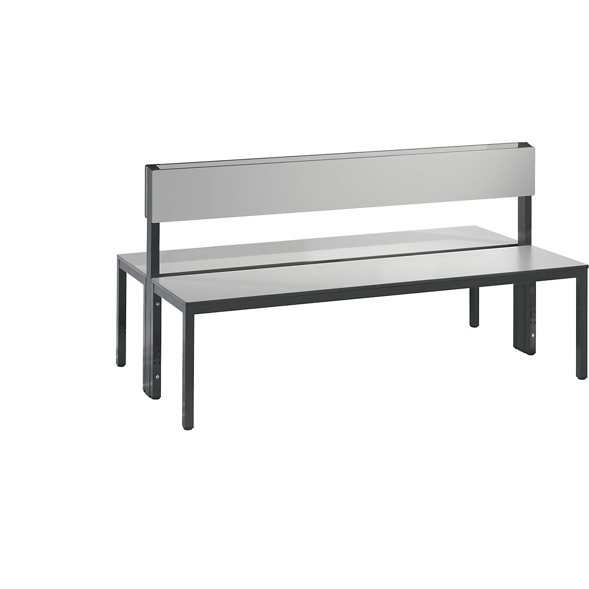 Banc de vestiaire BASIC PLUS double face – C+P, surface de l'assise en stratifié HPL, mi-haut, longueur 1500 mm, gris argent-9