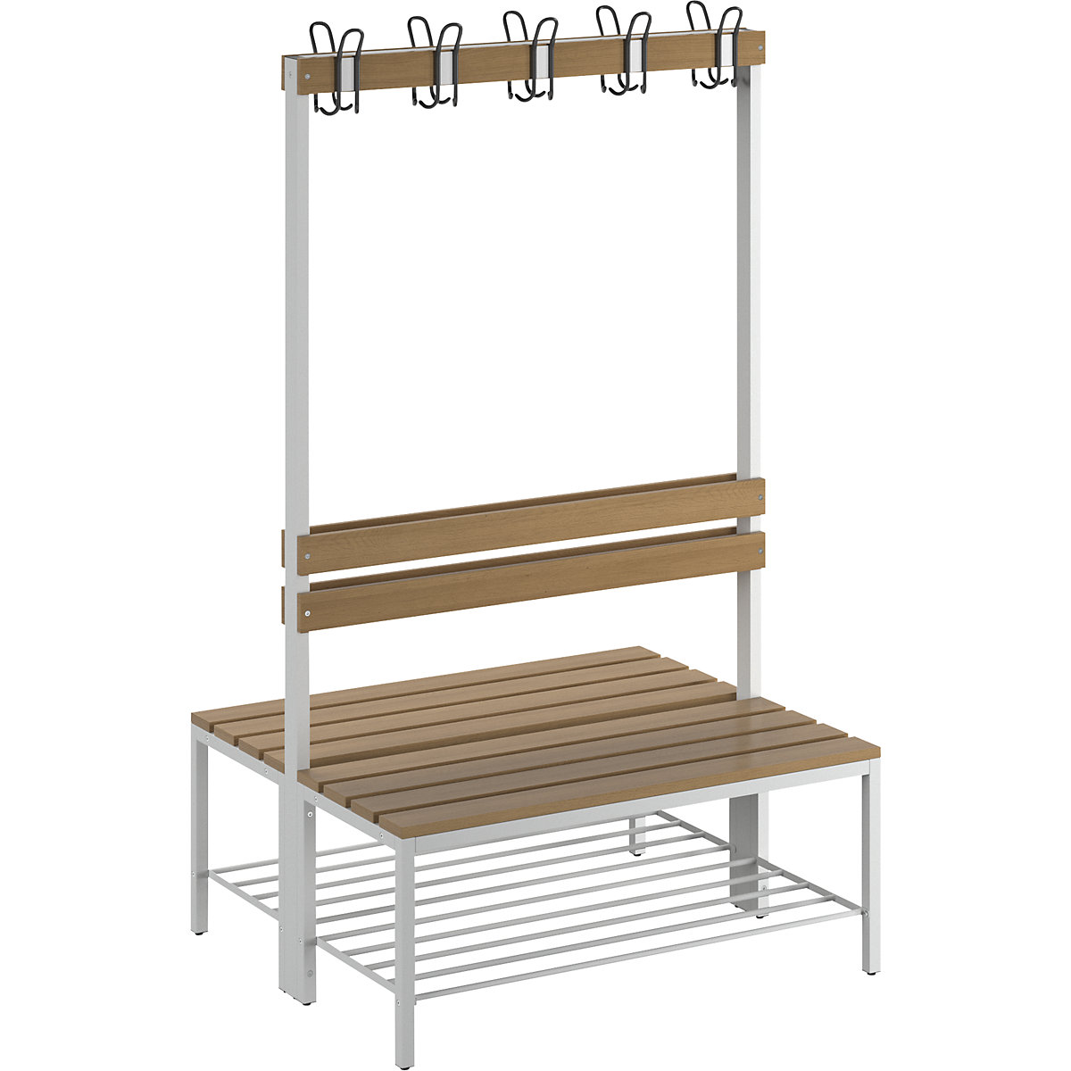 Banc de vestiaire avec dossier, double face &ndash; eurokraft basic