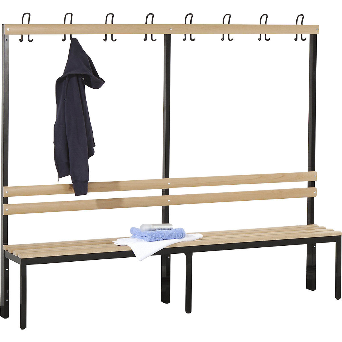 Banc de vestiaire avec dossier, simple face &ndash; Wolf
