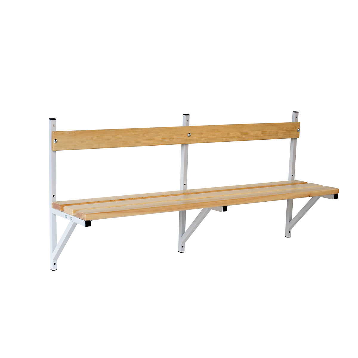 Banc mural – Sypro, lattes en bois de pin, longueur 1500 mm, gris clair-3