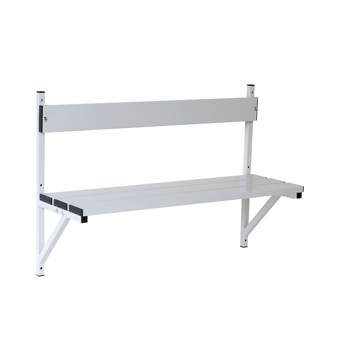 Banc mural – Sypro, lattes en aluminium / piétement en inox, longueur 1015 mm, gris clair-4