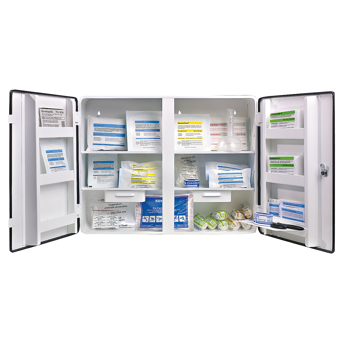 Armoire à pharmacie conforme à la norme DIN 13169 – SÖHNGEN: à 2 portes,  blanc, h x l x p 462 x 604 x 170 mm