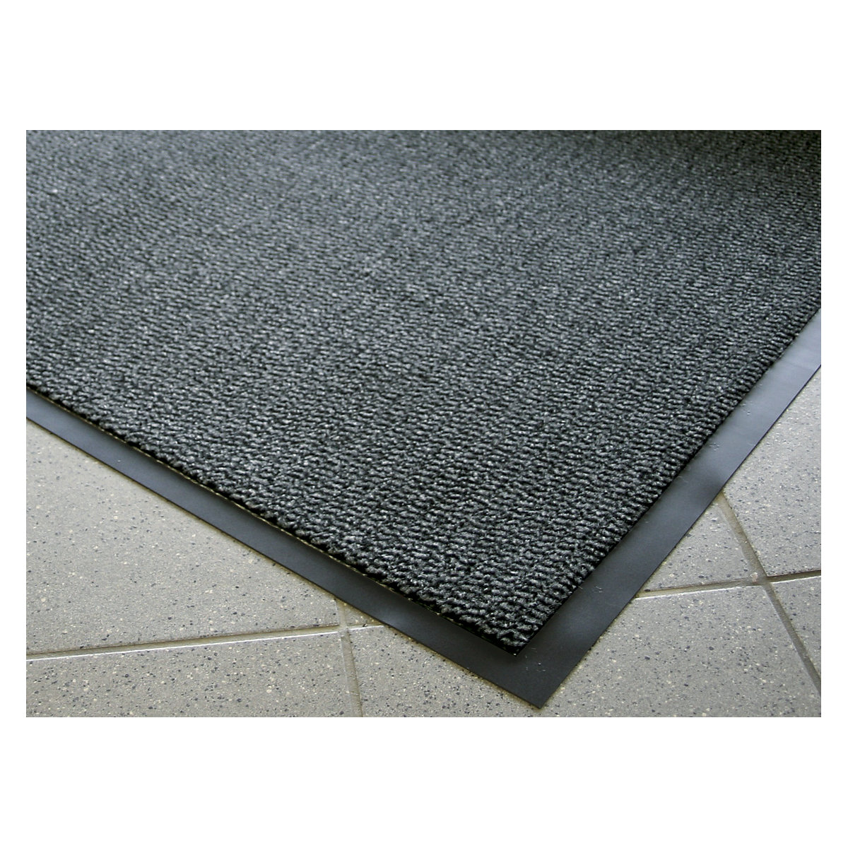 Tapis de propreté pour l'intérieur à fibres en polypropylène – COBA, largeur 1200 mm, au mètre, noir / métallisé