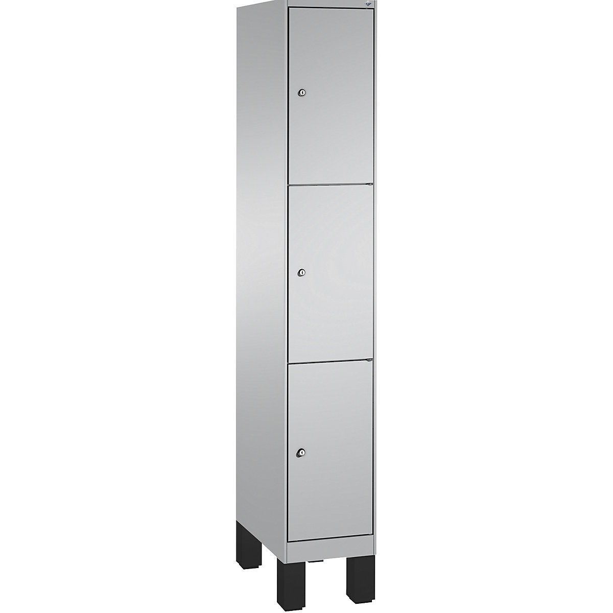 Armoire à casiers sur pieds EVOLO – C+P, 1 compartiment, 3 casiers, largeur compartiment 300 mm, aluminium / aluminium-7