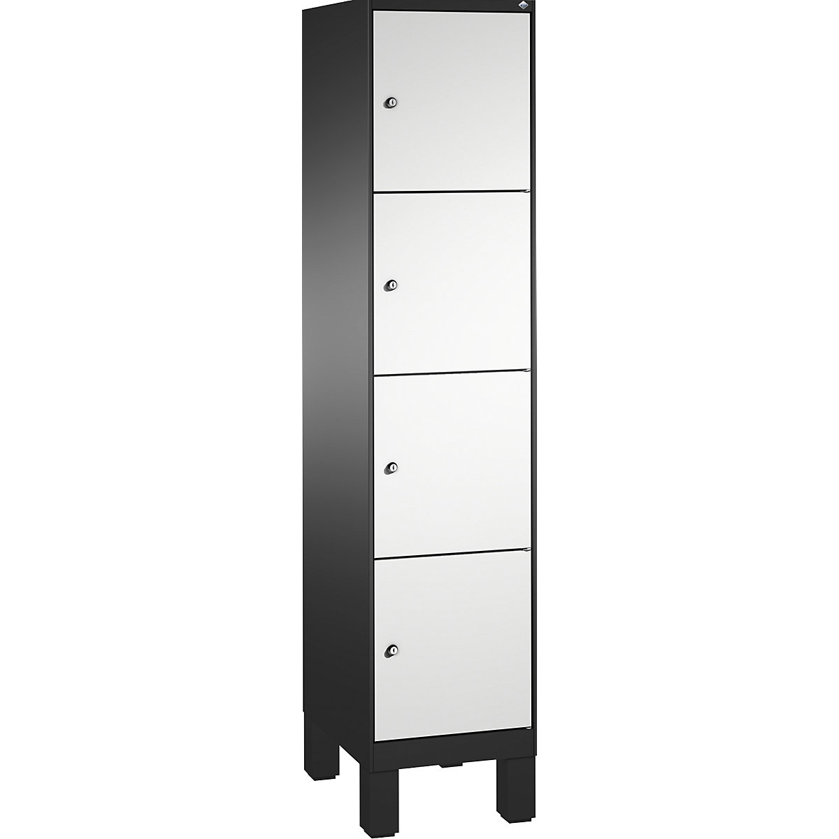 Armoire à casiers sur pieds EVOLO – C+P, 1 compartiment, 4 casiers, largeur compartiment 400 mm, gris noir / gris clair-11