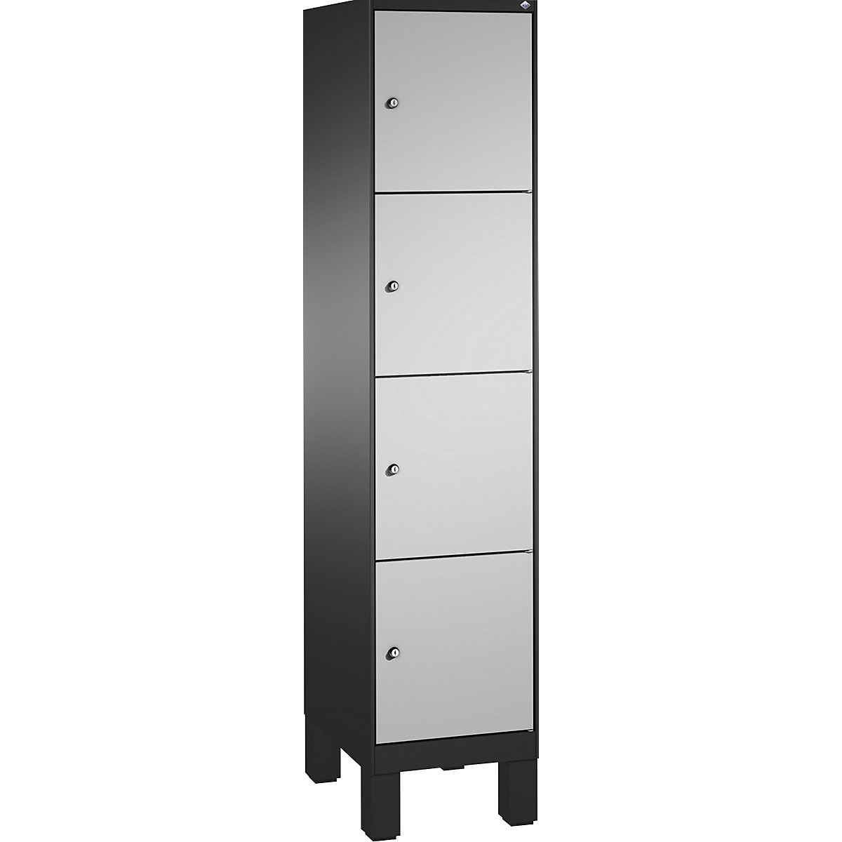 Armoire à casiers sur pieds EVOLO – C+P, 1 compartiment, 4 casiers, largeur compartiment 400 mm, gris noir / aluminium-14