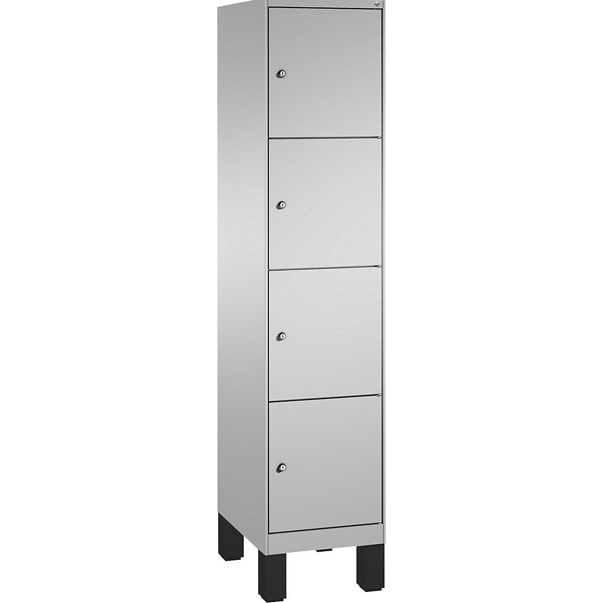 Armoire à casiers sur pieds EVOLO – C+P, 1 compartiment, 4 casiers, largeur compartiment 400 mm, aluminium / aluminium-12